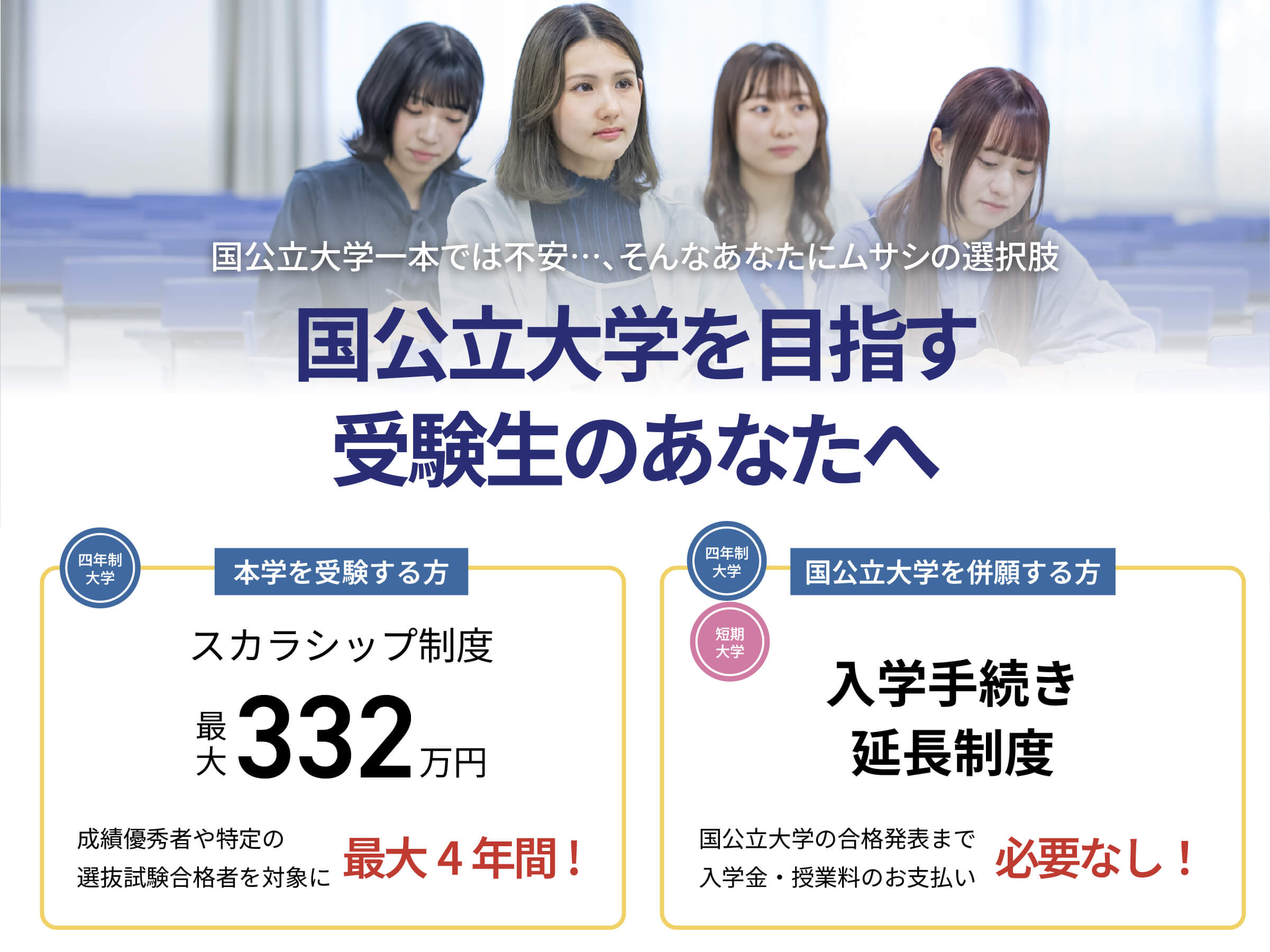国公立大学との併願に安心｜北海道武蔵女子大学・短期大学の柔軟な入試制度