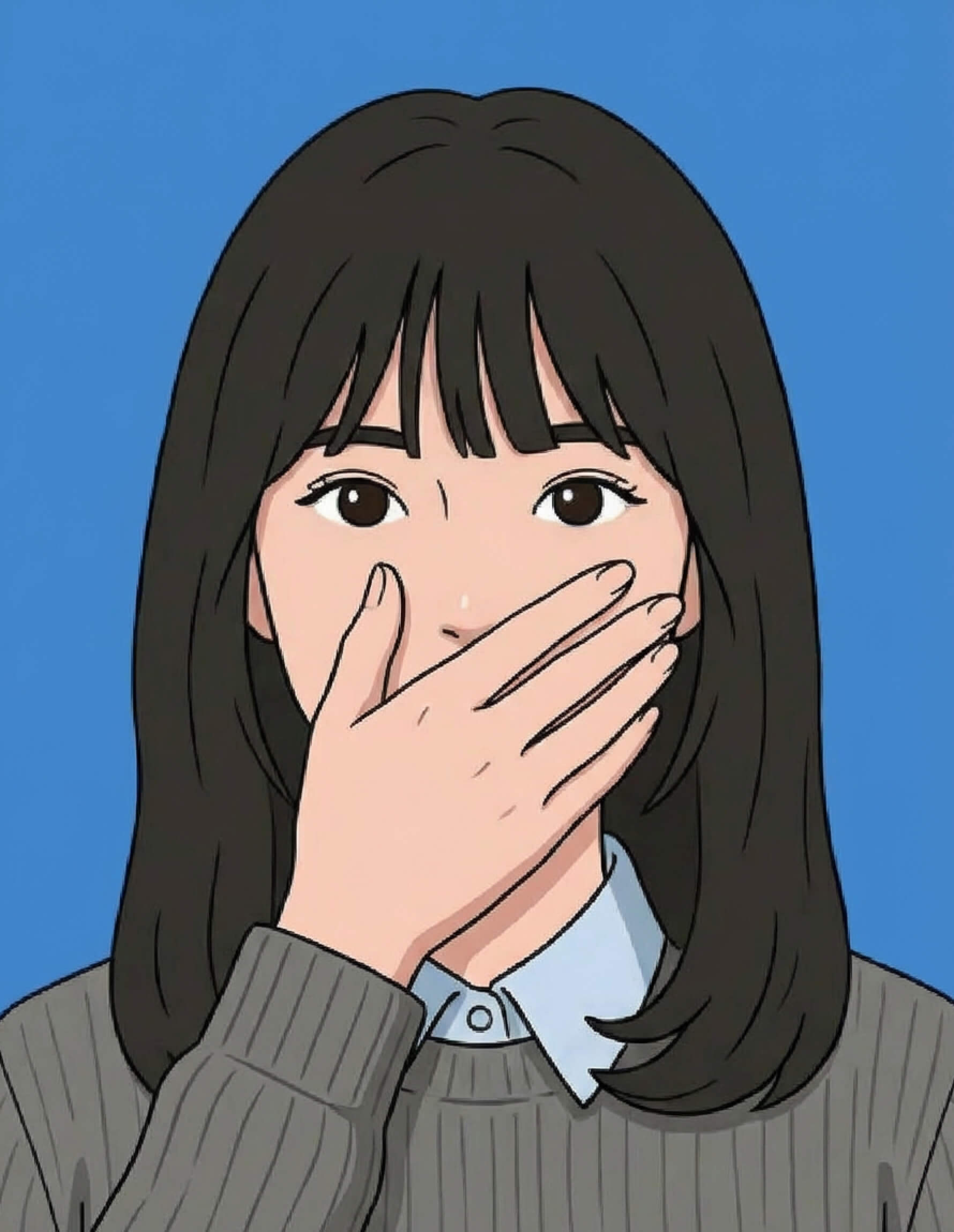 顔が隠れている